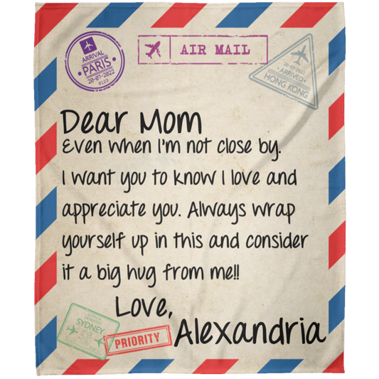Mom Gift Letter To My Mom Airmail Blanket Mothers Day Gift From Son Mom Birthday Gift For Mommy Personalized Xmas Dad Daughter Throw