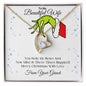To My Beautiful Wife | Mine Is Three Times Happier | Forever Love Necklace | Funny Grinch Stole My Heart Christmas, Christmas Necklace For Wife, Love Necklace Gifts, Heart Necklace