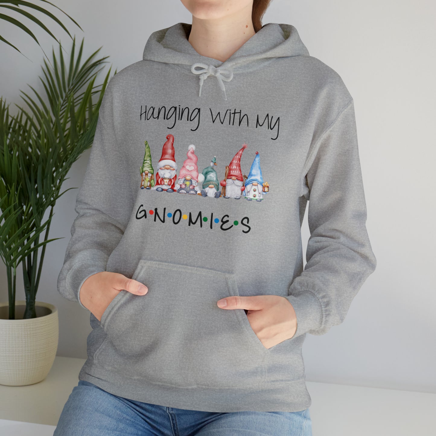 Hanging With My Gnomies Hoodie Sweatshirt - Merry Christmas Hoodie Sweatshirt - Hanging Christmas Hoodie - Christmas Gnomies Hoodie - Santa Gnome Hooded Sweatshirt