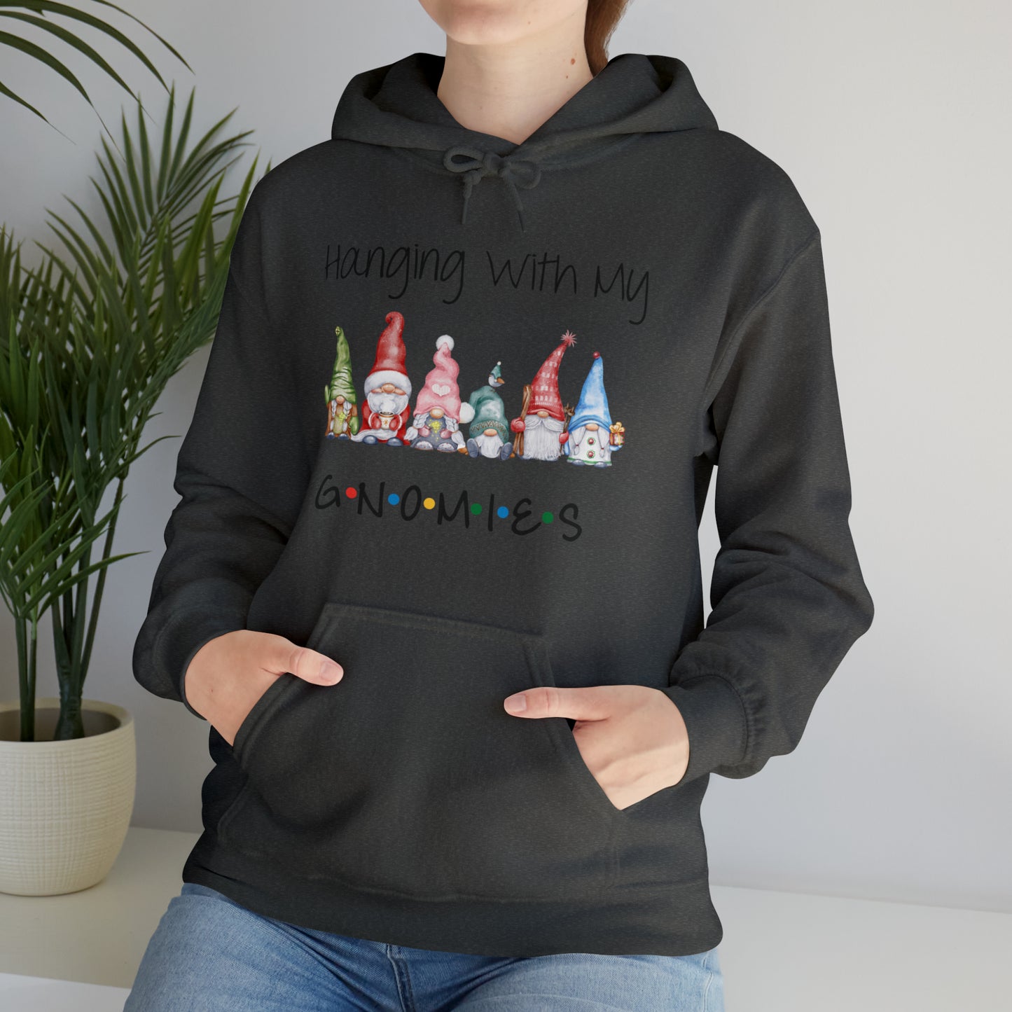 Hanging With My Gnomies Hoodie Sweatshirt - Merry Christmas Hoodie Sweatshirt - Hanging Christmas Hoodie - Christmas Gnomies Hoodie - Santa Gnome Hooded Sweatshirt