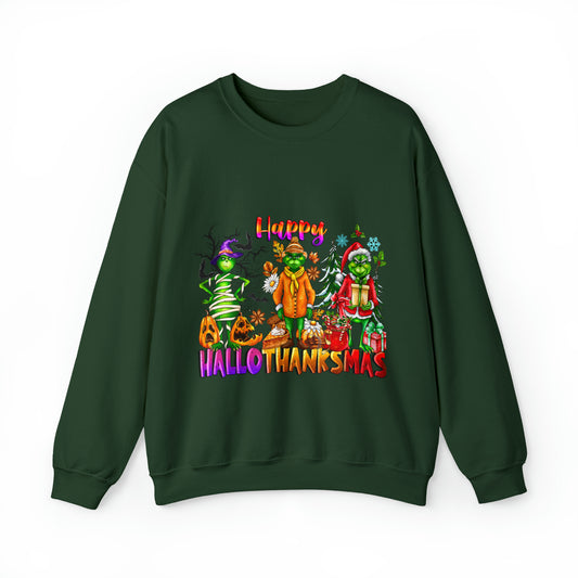 Happy Hallothanksmas Sweatshirt, Grinch Shirt, Grinch Day, Merry Grinchmas, Halloween Shirt, Christmas Shirt, Thanksgiving Shirt