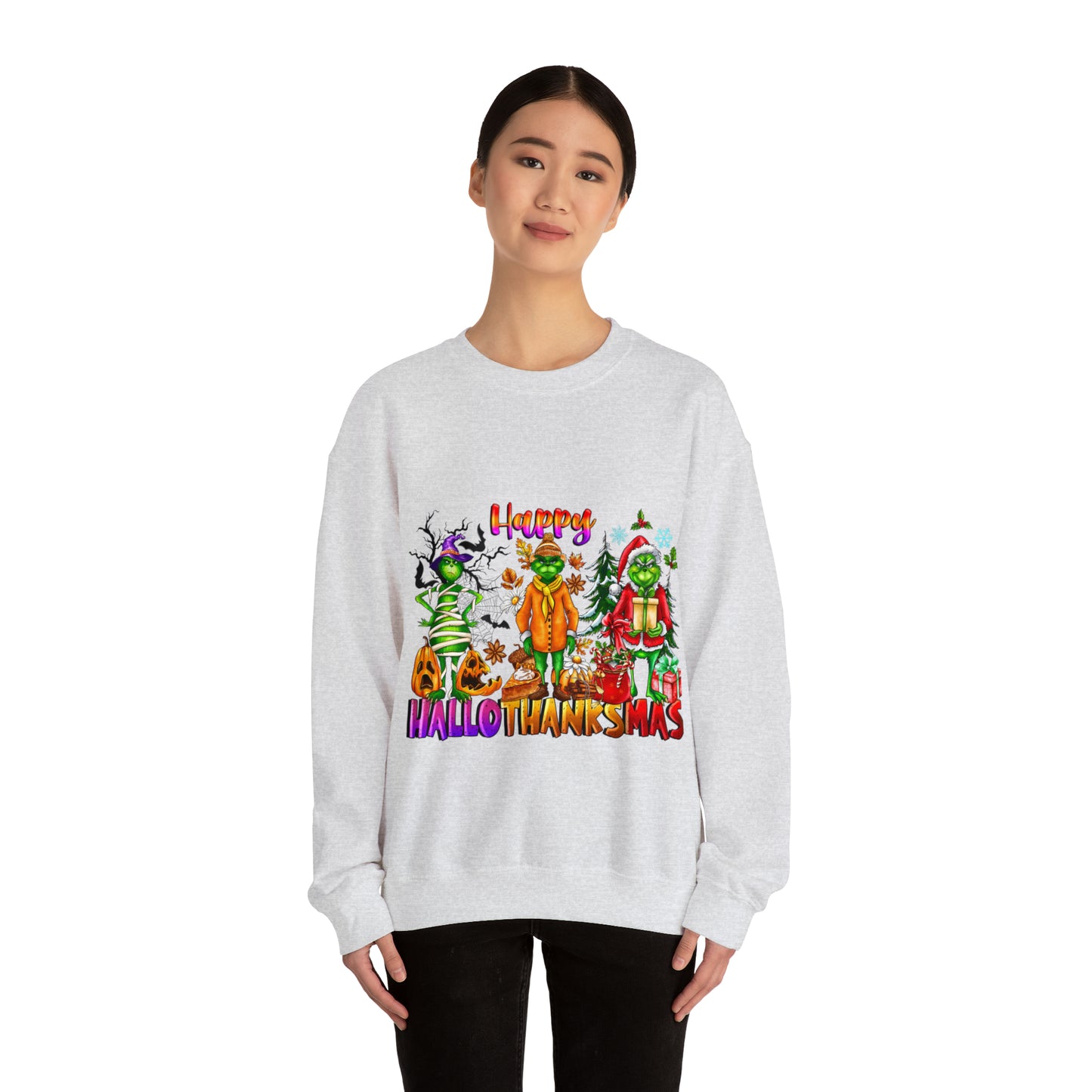 Happy Hallothanksmas Sweatshirt, Grinch Shirt, Grinch Day, Merry Grinchmas, Halloween Shirt, Christmas Shirt, Thanksgiving Shirt