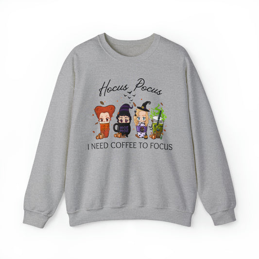 Hocus Pocus I Need Coffee To Focus Sweatshirt / Sanderson Sisters / Halloween Movie Classic Sweatshirt Hoodie