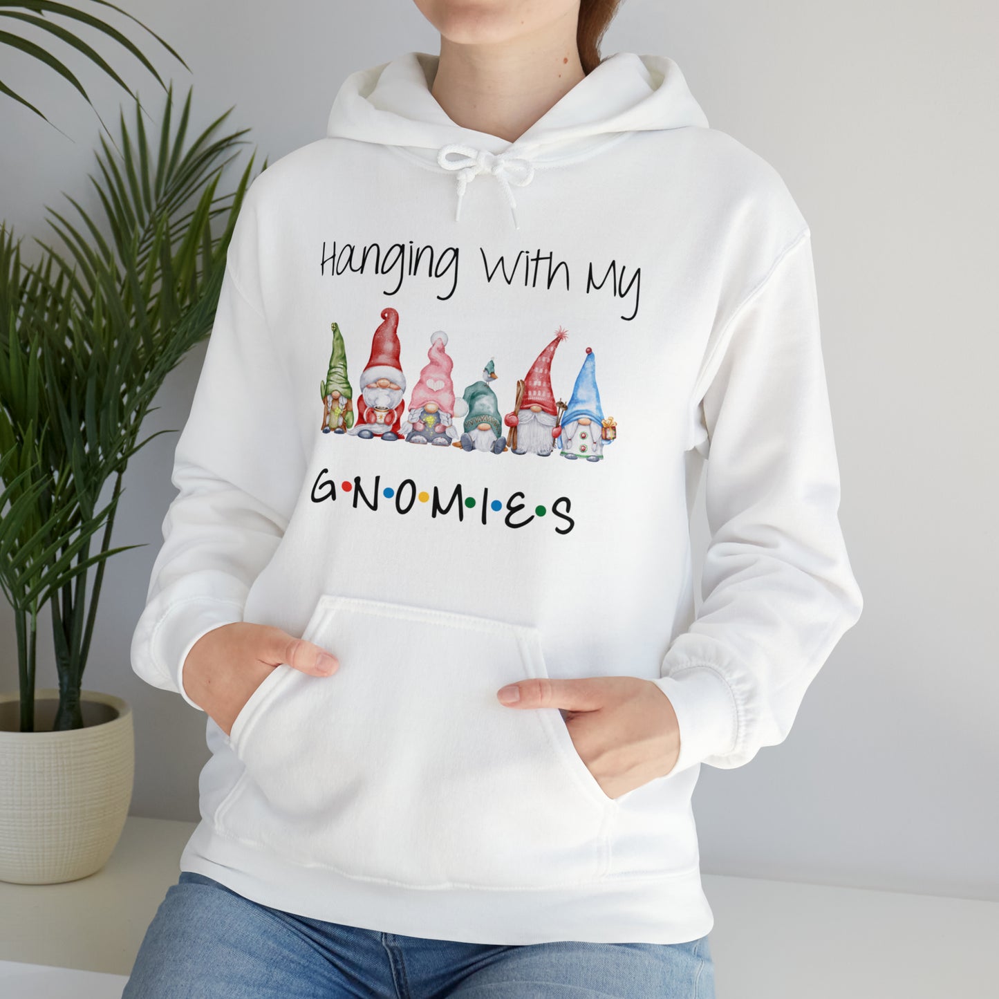 Hanging With My Gnomies Hoodie Sweatshirt - Merry Christmas Hoodie Sweatshirt - Hanging Christmas Hoodie - Christmas Gnomies Hoodie - Santa Gnome Hooded Sweatshirt