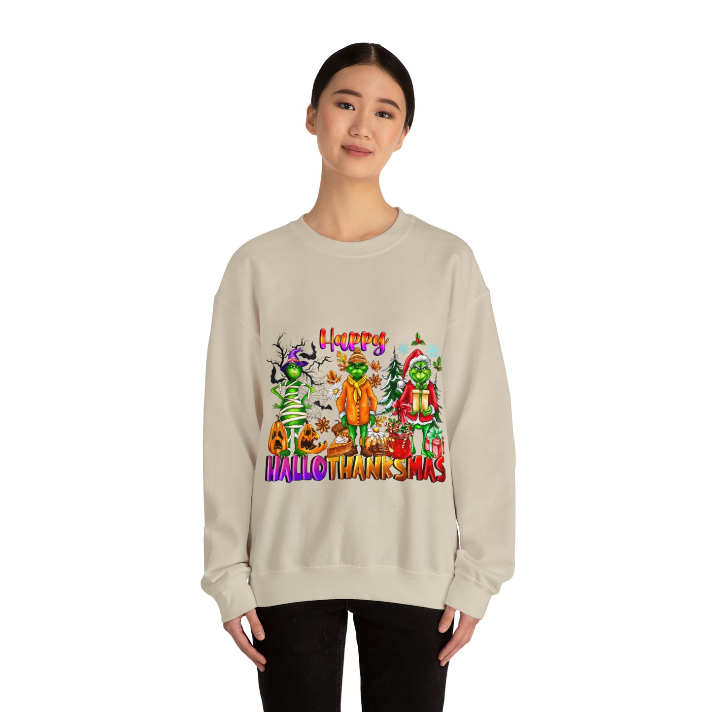 Happy Hallothanksmas Sweatshirt, Grinch Shirt, Grinch Day, Merry Grinchmas, Halloween Shirt, Christmas Shirt, Thanksgiving Shirt