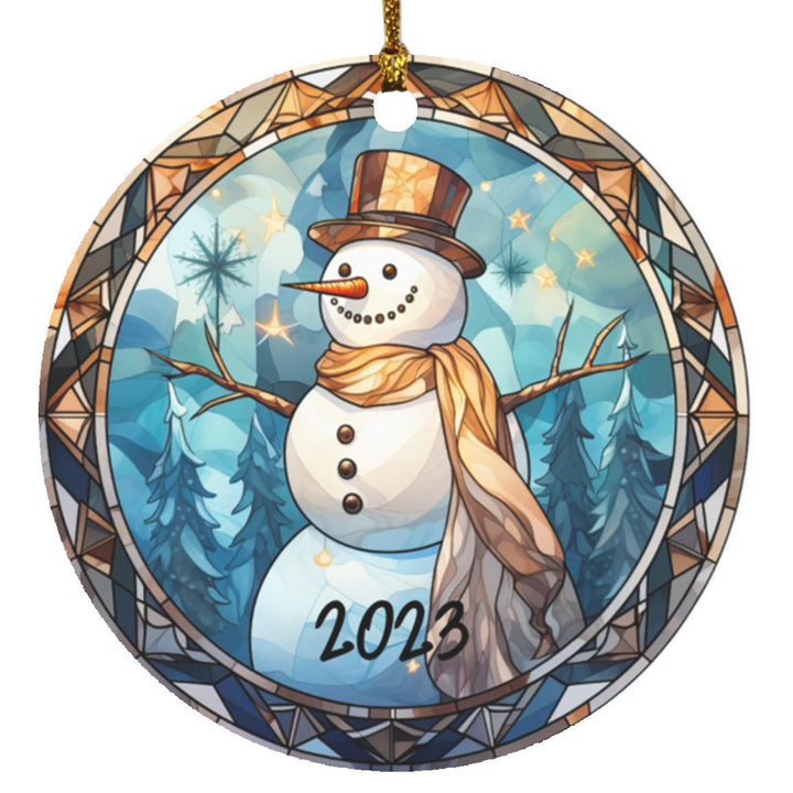 Stained Glass Snowman 2023 Christmas Ornament Design, Christmas Ornament, Holiday Ornament, Whimsical Snowman Ornament