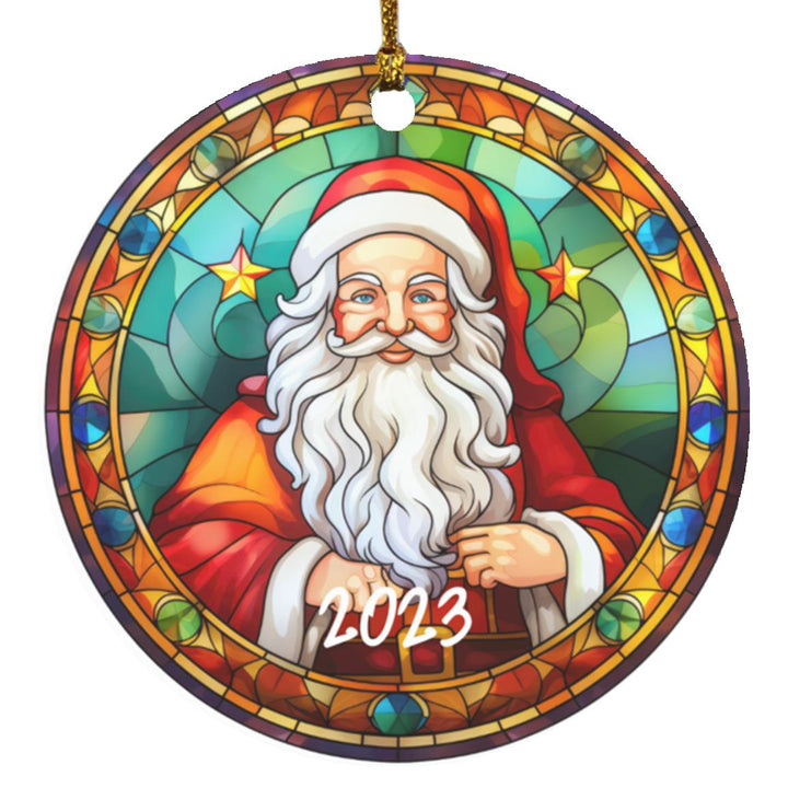 Santa 2023 Ornament, 2023 Christmas Decoration, Holiday Gift Idea, Heirloom Keepsake, Round MDF, Bauble Present, Vintage Santa