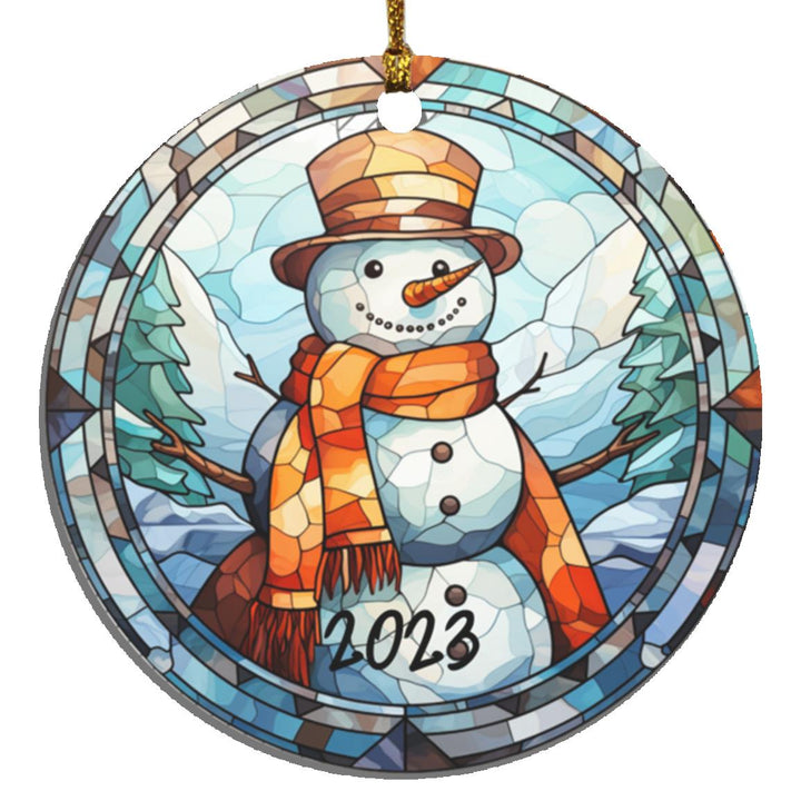 Stained Glass Snowman Christmas Ornament Design, Christmas Ornament, Holiday Ornament, Whimsical Snowman Ornament