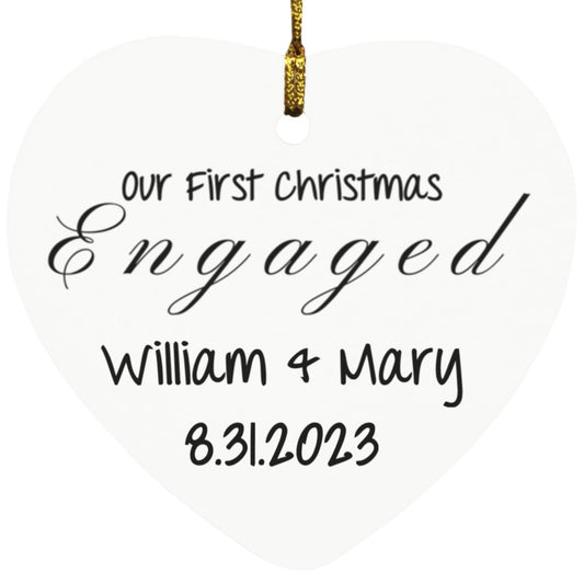 Our First Christmas Engaged Heart Ornament