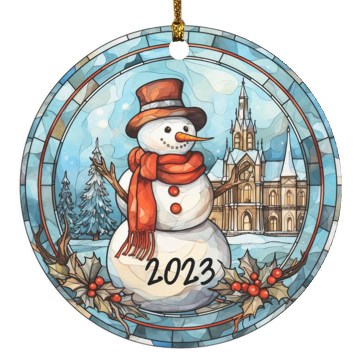 Stained Glass Snowman Christmas Ornament Design, Christmas Ornament, Holiday Ornament, Whimsical Snowman Ornament