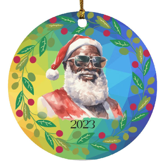 Watercolor African American Father Christmas In Shades