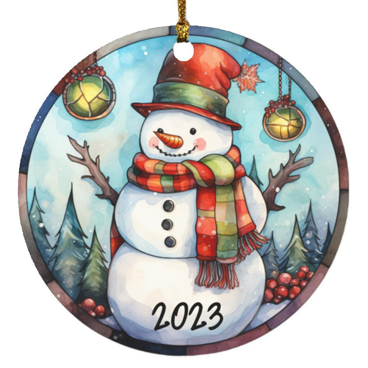 Stained Glass Snowman 2023 Christmas Ornament Design, Christmas Ornament, Holiday Ornament, Whimsical Snowman Ornament