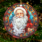 Santa 2023 Ornament, 2023 Christmas Decoration, Holiday Gift Idea, Heirloom Keepsake, Round MDF, Bauble Present, Vintage Santa