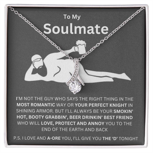 To My Soulmate - 'Your Perfect Knight' - Alluring Beauty Necklace - Funny Soulmate Necklace - Perfect Valentine's Day, Anniversary, Birthday, Christmas gift.