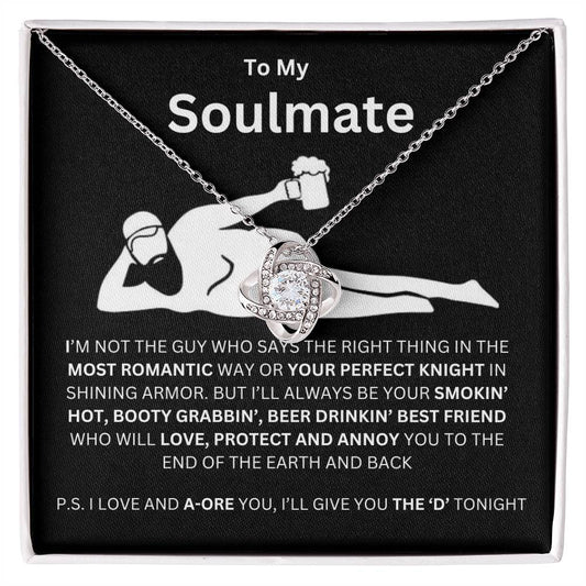 To My Soulmate | 'Your Perfect Knight' | Love Knot Necklace | Funny Soulmate Necklace-Perfect Valentine's Day, Anniversary, Birthday, Christmas gift.