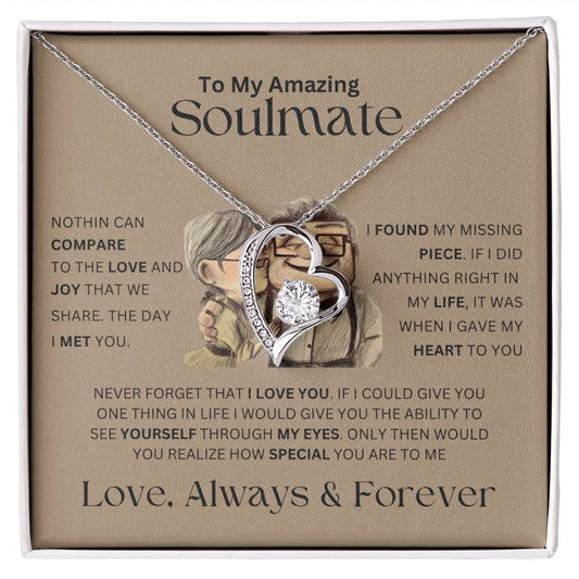 To My Amazing Soulmate | I Found My Missing Piece | Forever Love Necklace | Wife Girlfriend Soulmate Gift, Anniversary Christmas Gift for Her