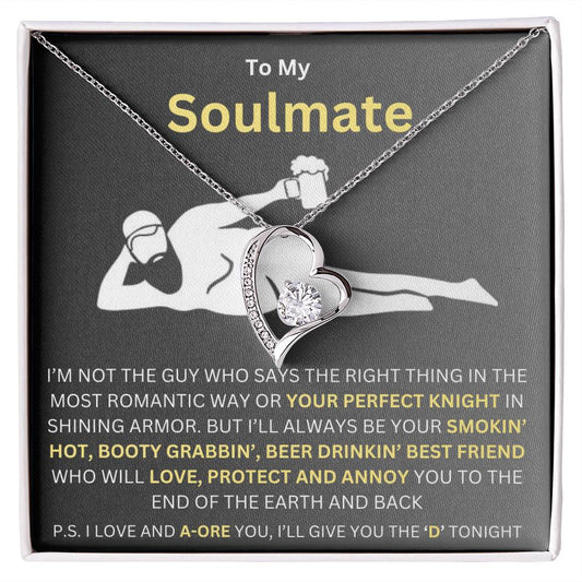 To My Soulmate - 'Your Perfect Knight' - Forever Love Necklace - Funny Soulmate Necklace - Perfect Valentine's Day, Anniversary, Birthday, Christmas gift.