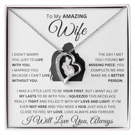 To My Amazing Wife  | My Missing Piece | Forever Love Necklace With Message Card, Wife Gift From Husband, Anniversary Gift for Wife, Sentimental Gift for Wife, Birthday Gift for Wife