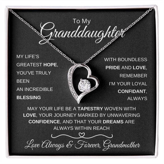 To My Granddaughter | My Life's Greatest Hope | Forever Love Necklace