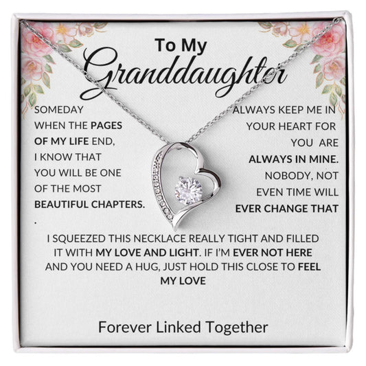 To My Granddaughter | One Of The Most Beautiful Chapters | Grandmother or Grandfather | Granddaughter Personalized Forever Love Necklace