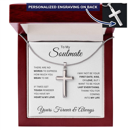 To My Soulmate | No Words | Personalized Cross Necklace