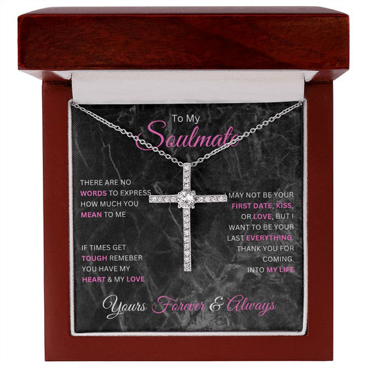 To My Soulmate | No Words | CZ Cross Necklace