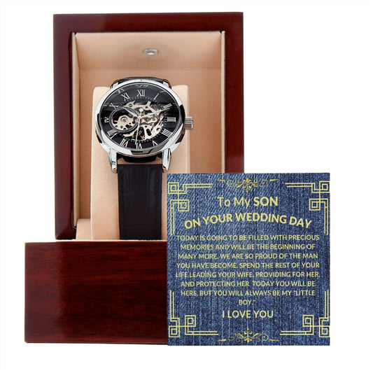 To My Son | On Your Wedding Day | Men's Openwork Watch
