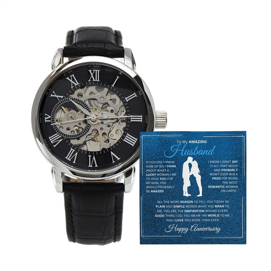 To My Amazing Husband | In Plain And Simple Words | Men's Openwork Watch