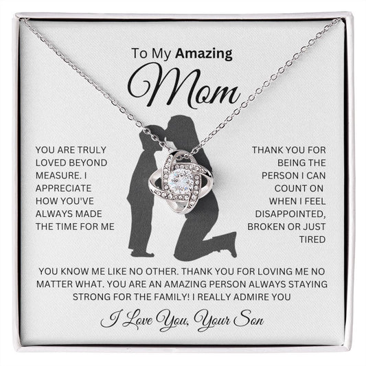 To My Amazing Mom | You Are Truly Loved Beyond Measure | Love Knot Necklace