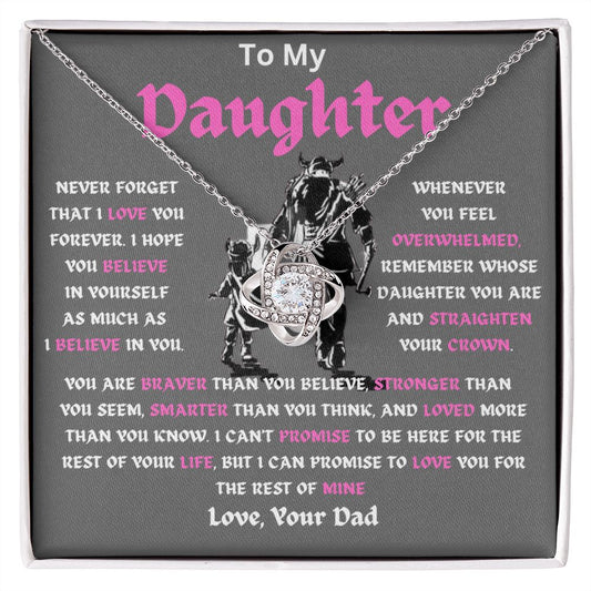 To My Daughter | You Are Braver | Love Knot Necklace