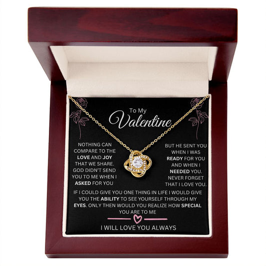 To My Valentine | Nothing Can Compare | Love Knot Necklace