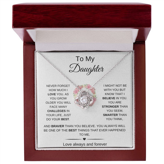 To My Daughter | Never Forget | Love Knot Necklace