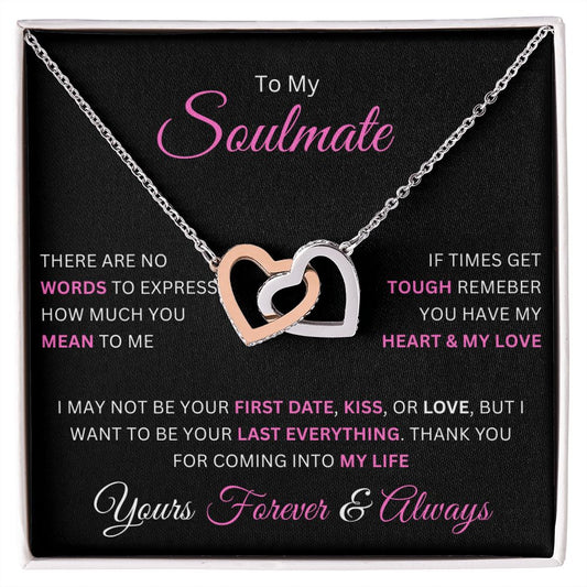 To My Soulmate | No Words | Interlocking Hearts Necklace