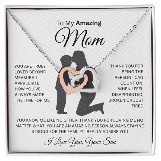 To My Amazing Mom | You Are Truly Loved Beyond Measure | Interlocking Hearts Necklace