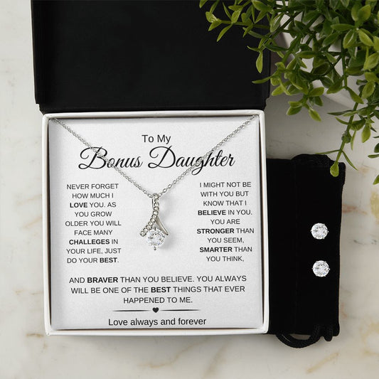 To My Bonus Daughter | Never Forget | Alluring Beauty Necklace