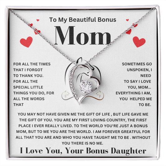 To My Beautiful Bonus Mom | Life Gave Me The Gift Of You | Forever Love Necklace