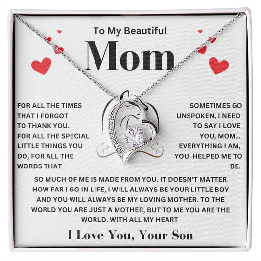 To My Beautiful Mom | For All The Special Little Things | Forever Love Necklace